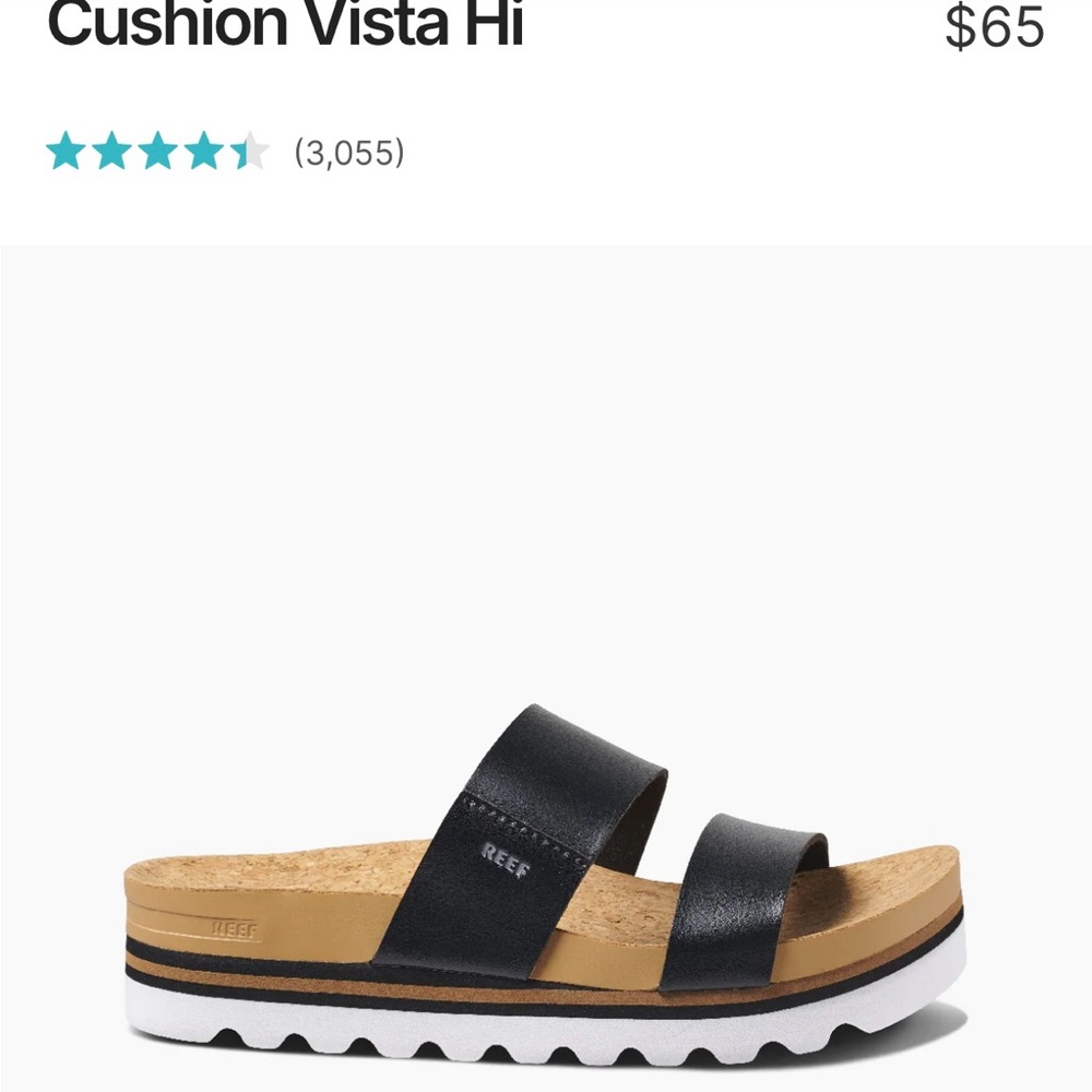 Reef Black and Tan Slide Sandals